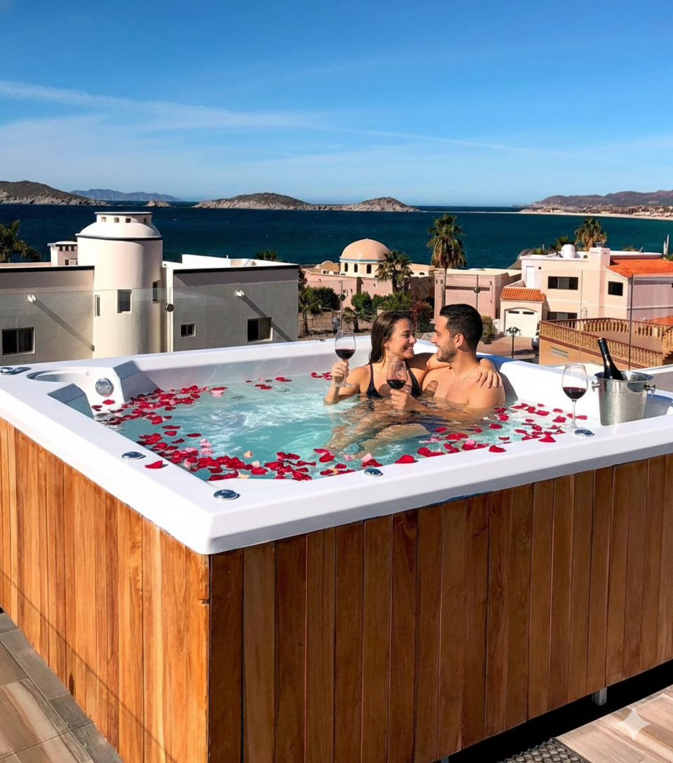 Rooftop del complejo, área común con jacuzzis y asadores